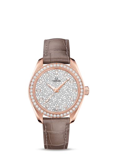 Omega Seamaster Aqua Terra 150M Master Chronometer 34 Sedna Gold / Diamond / Snow Diamond / Alligator